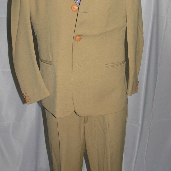istante by Versace Vintage Beige Gabardine Three Button Suit 40 - Picture 2 of 8